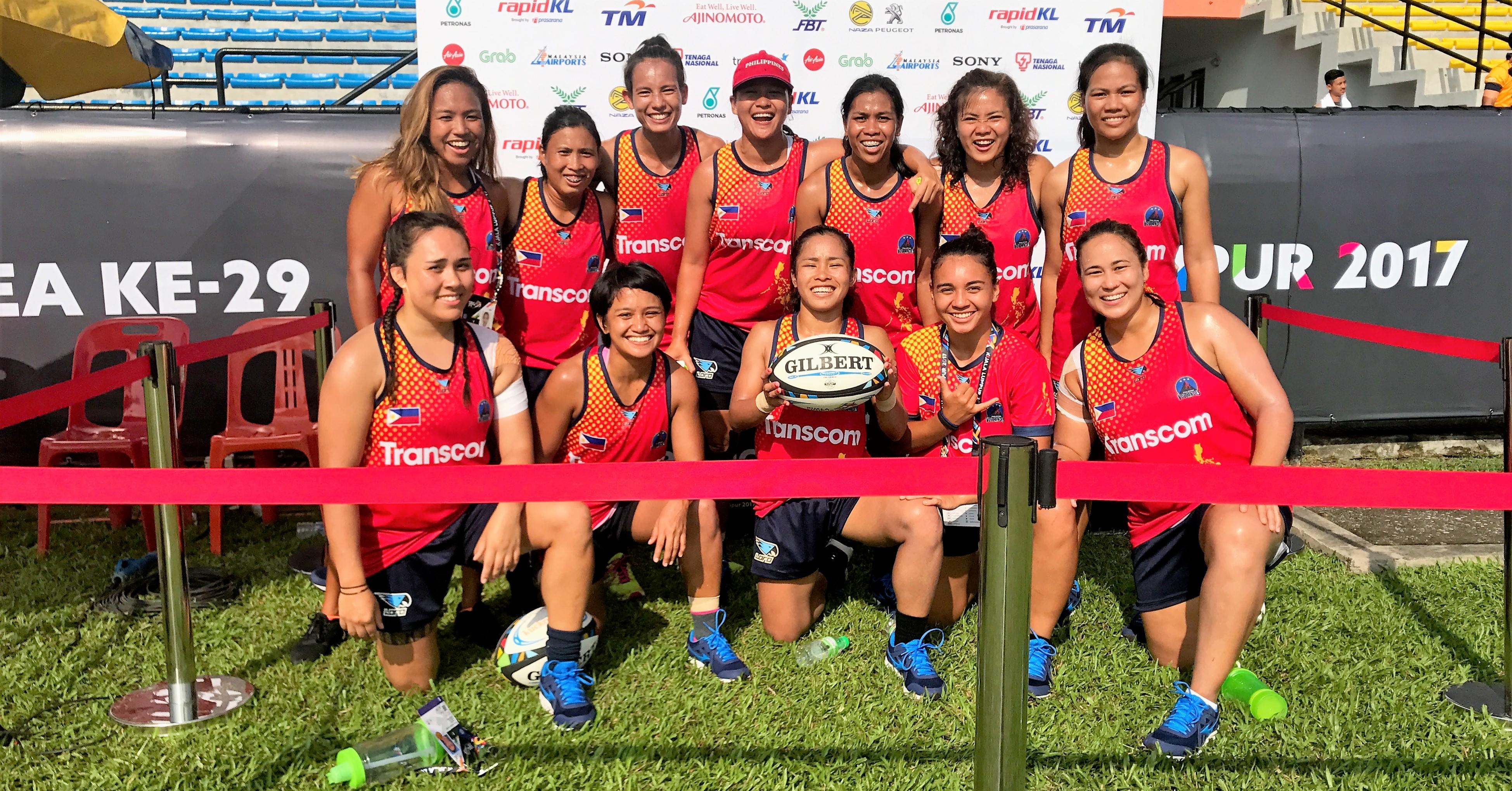 Ada Milby (far right) with fellow players in The Philippines national women's rugby team